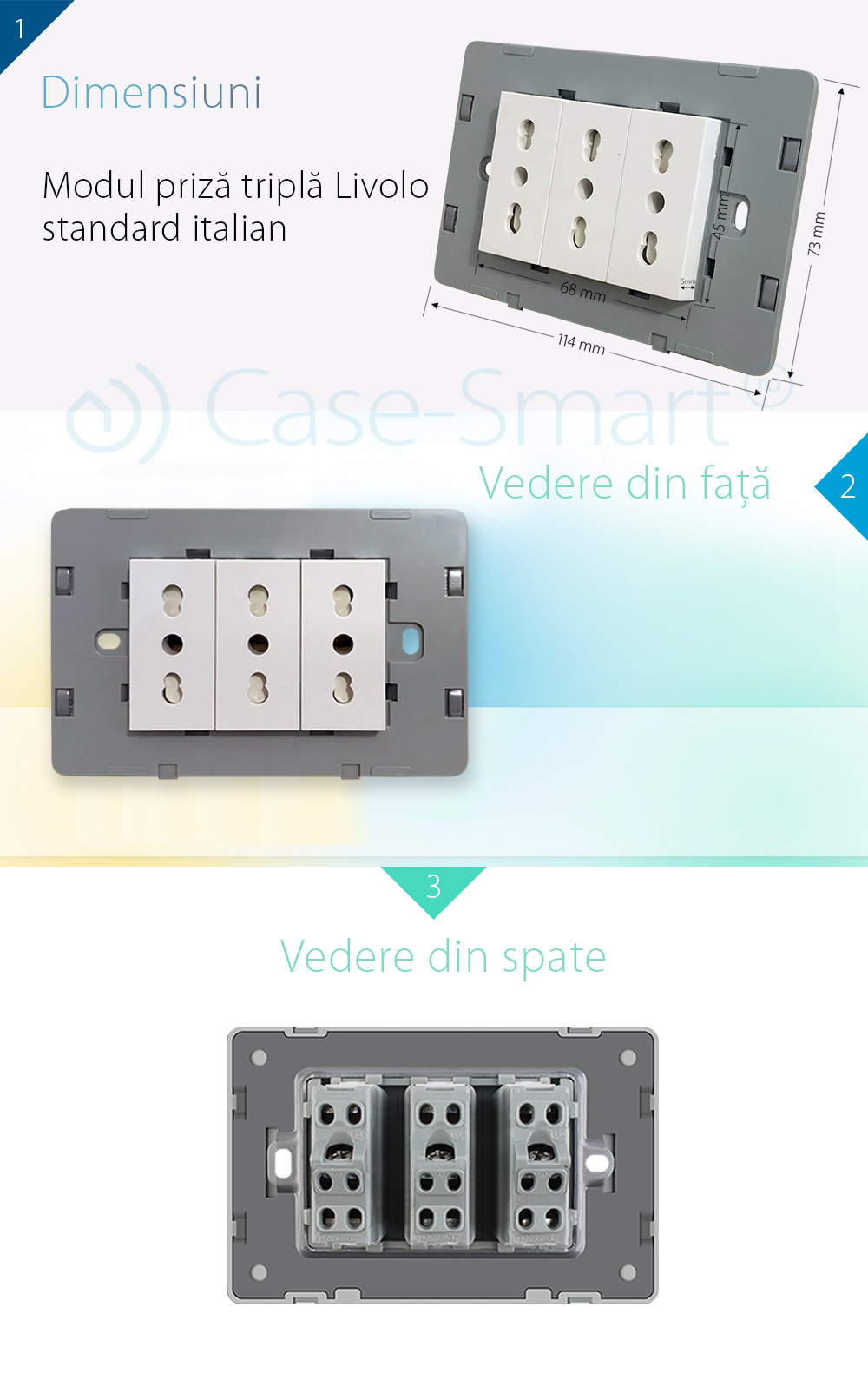Modulo presa tripla LIVOLO standard italiano