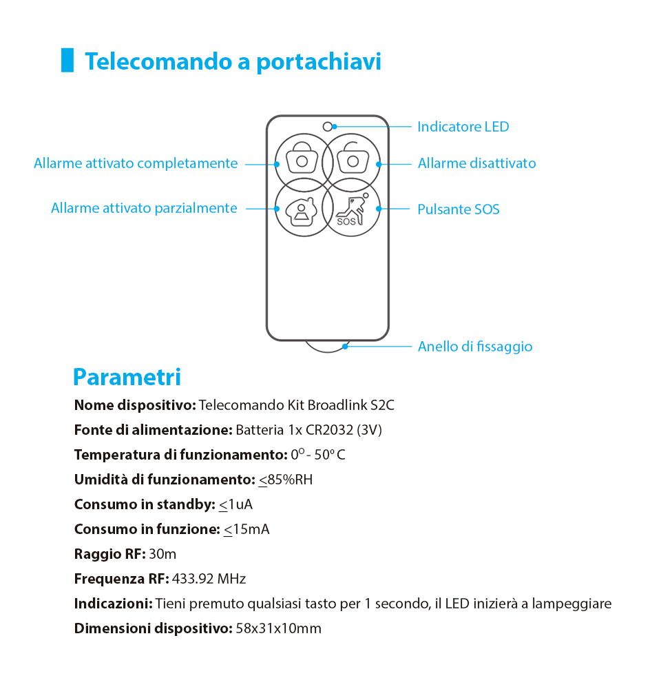 Telecomando Kit Allarme S2C Broadlink