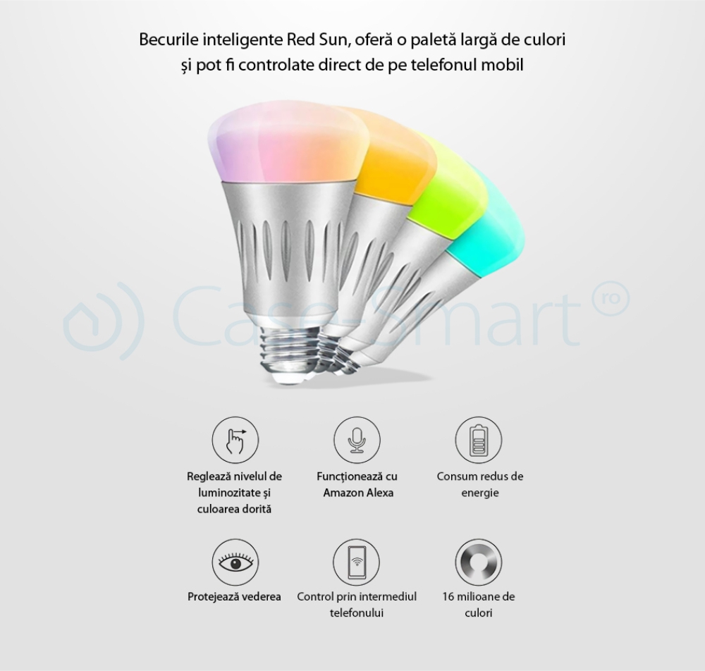 Lampadina intelligente LED RGB Wi-Fi rotonda Red Sun, controllo tramite app mobile – RS-SLD02-E27