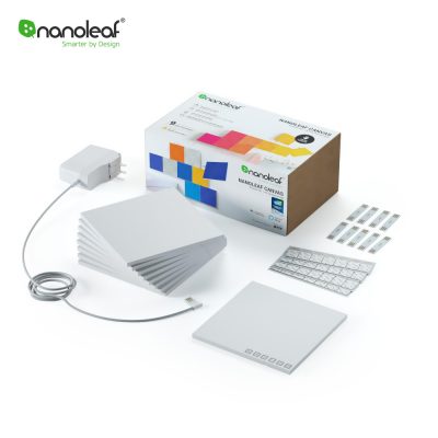 Kit 9 pannelli luminosi intelligenti Nanoleaf Canvas con sensore musicale, LED RGBW, Wi-Fi, controllo tattile, controllo tramite telefono mobile