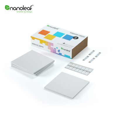 Pacchetto 4 Pannelli Luminosi Intelligenti Nanoleaf Canvas con Sensore Musica per Estensione Kit Base Canvas, LED RGBW