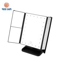 Specchio cosmetico rotante RedSun, con luci LED e dimmer per il trucco colore nero