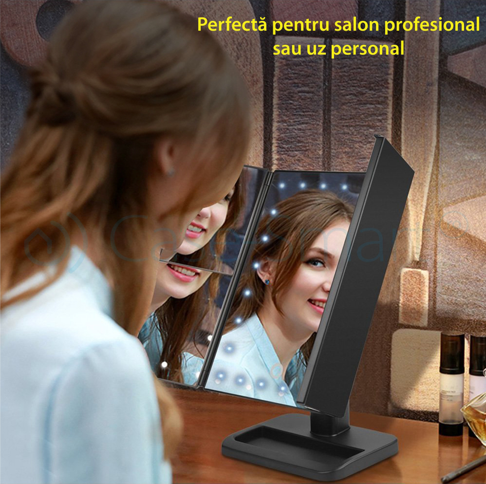 Specchio cosmetico rotante RedSun, con luci LED e dimmer per il trucco