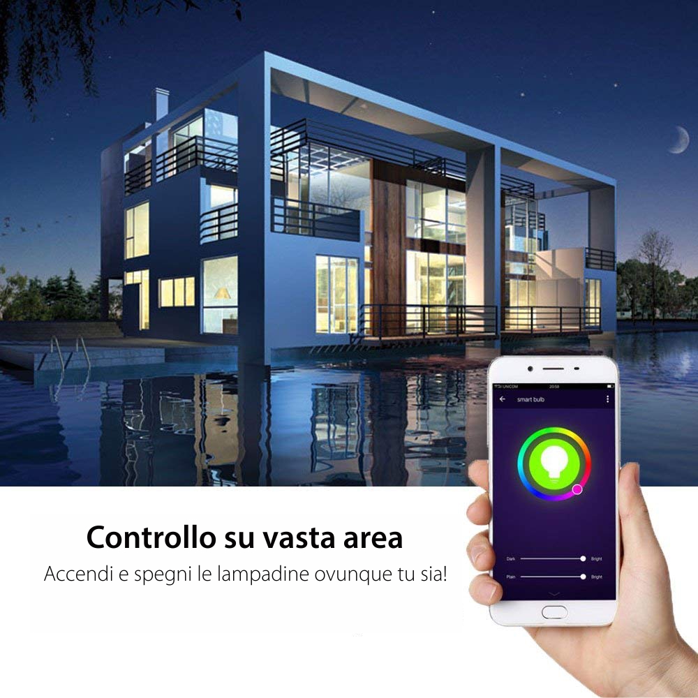 Lampadina intelligente LED RGB Wi-Fi rotonda Red Sun, controllo tramite app mobile – RS-SLD02-E27