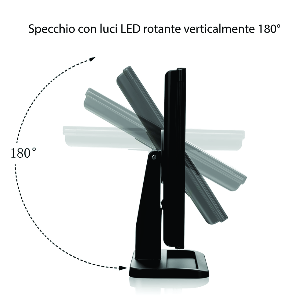 Specchio cosmetico rotante RedSun, con luci LED e dimmer per il trucco