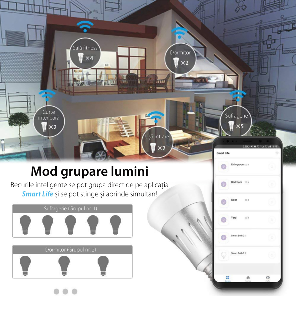 Lampadina intelligente LED RGB Wi-Fi rotonda Red Sun, controllo tramite app mobile – RS-SLD02-E27