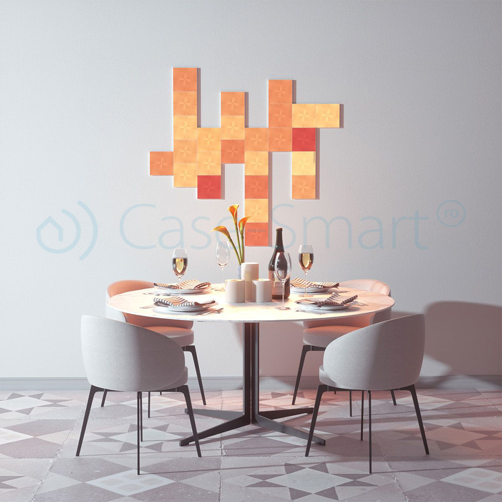 Pacchetto 4 Pannelli Luminosi Intelligenti Nanoleaf Canvas con Sensore Musica per Estensione Kit Base Canvas, LED RGBW