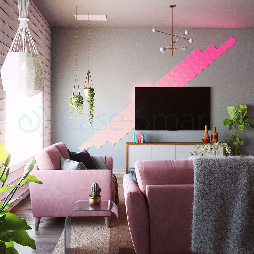 Pacchetto 4 Pannelli Luminosi Intelligenti Nanoleaf Canvas con Sensore Musica per Estensione Kit Base Canvas, LED RGBW