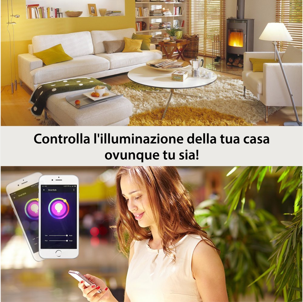 Lampadina intelligente LED RGB Wi-Fi rotonda Red Sun, controllo tramite app mobile – RS-SLD02-E27