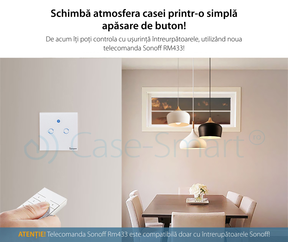Telecomando RF Sonoff RM433 con Funzione di Sincronizzazione Wi-Fi, Regolazione Intensità Luminosa, Regolazione Velocità Ventilatore