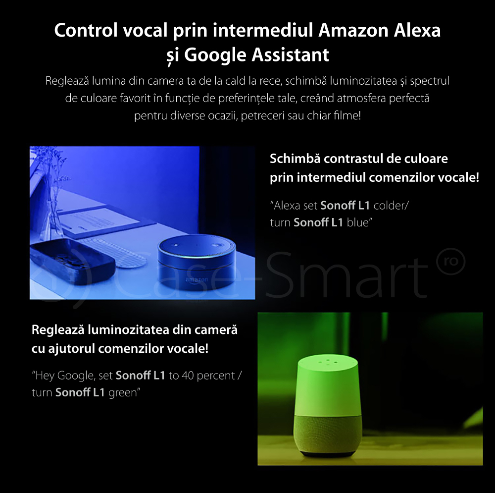 Striscia LED RGB Intelligente Wireless Sonoff L1, Lunghezza 2 m, Telecomando incluso, Controllo vocale, Controllo tramite smartphone.