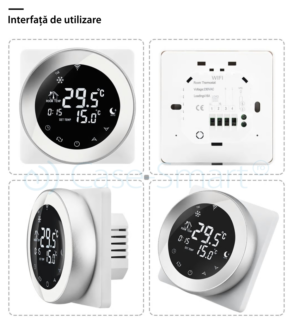 Termostato per riscaldamento a pavimento elettrico Beok TGR87-EP, Antigelo, Impostazione intervallo di funzionamento
