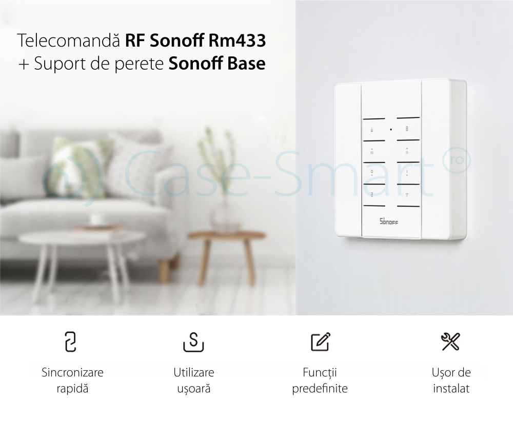 Pacchetto Supporto da Parete + Telecomando RF Sonoff RM433 con Funzione Sincronizzazione Wi-Fi, Regolazione Intensità Luci, Regolazione Velocità Ventilatore
