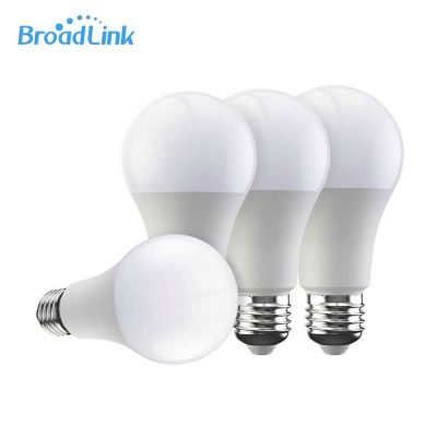 Pacchetto di 4 lampadine intelligenti Wi-Fi BroadLink FastCon dimmerabili, E27, 6.5W, compatibili con Amazon Alexa, Google Home, controllo tramite smartphone