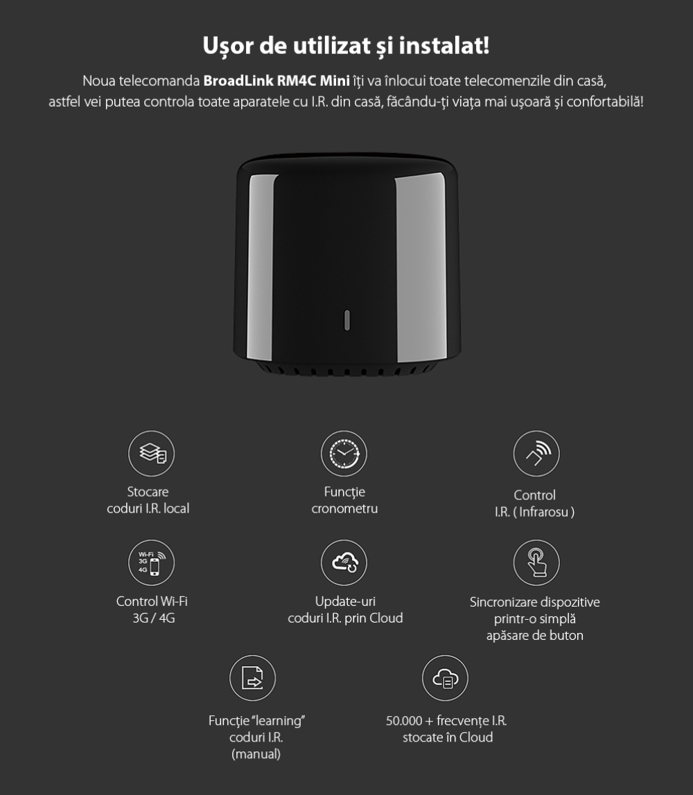 Telecomando intelligente BroadLink RM4C Mini, IR, Wi-Fi, compatibile con Amazon Alexa e Google Home