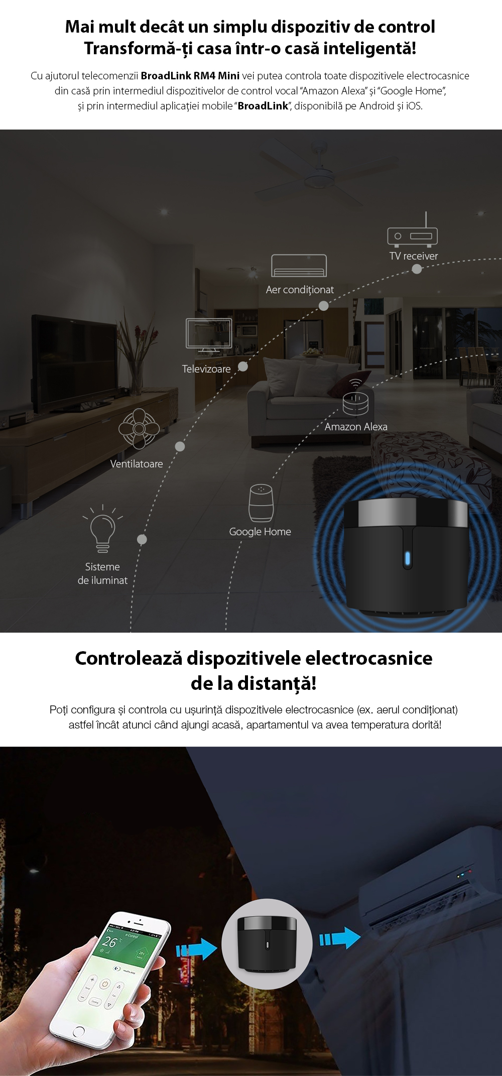 Telecomando intelligente BroadLink RM4 Mini, controllo IR