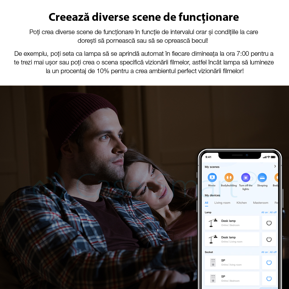 Pacchetto di 4 lampadine intelligenti Wi-Fi BroadLink FastCon dimmerabili, E27, 6.5W, compatibili con Amazon Alexa, Google Home, controllo tramite smartphone