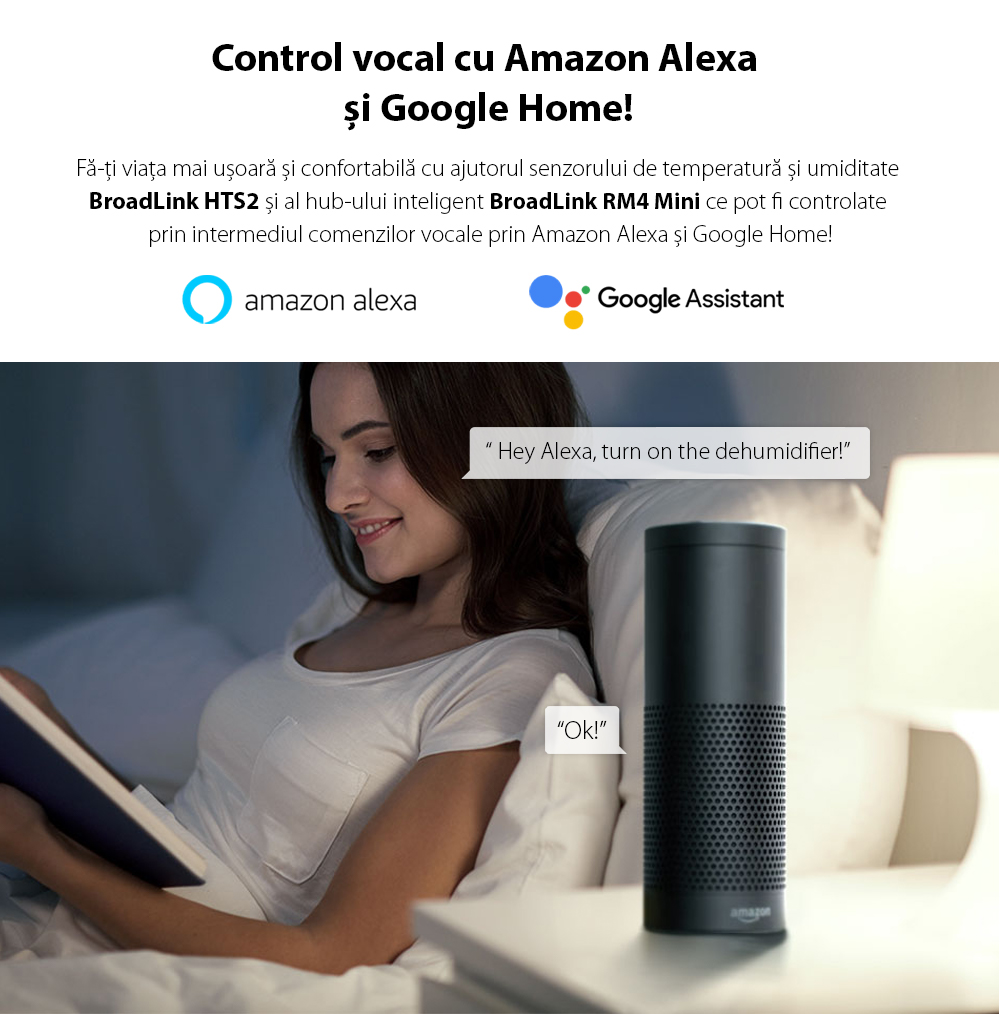 Pacchetto BroadLink Hub RM4 Mini + Sensore di temperatura e umidità HTS2