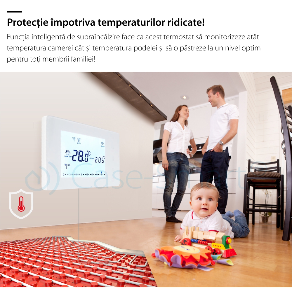 Termostato Wi-Fi per caldaia a gas e riscaldamento a pavimento con agente termico BeOk BOT306RF-WIFI, Programmabile, Memorizzazione impostazioni, Antigelo, Controllo da cellulare