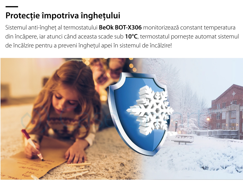 Termostato Wi-Fi per caldaia a gas e riscaldamento a pavimento con agente termico BeOk BOT306RF-WIFI, Programmabile, Memorizzazione impostazioni, Antigelo, Controllo da cellulare