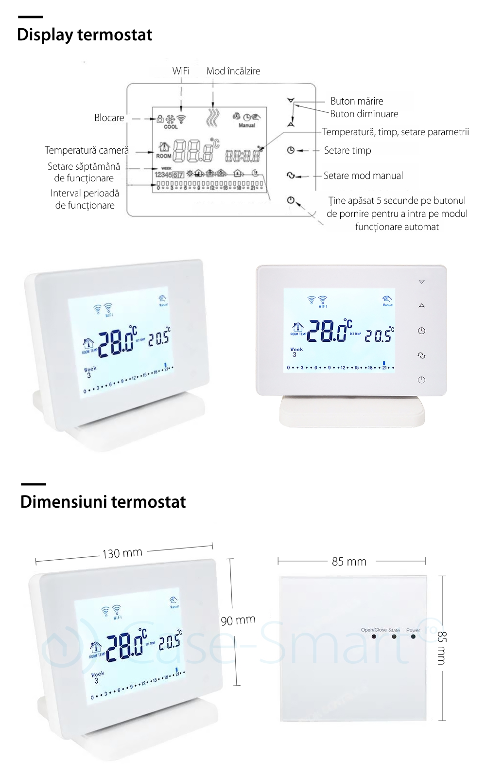 Termostato Wi-Fi per caldaia a gas e riscaldamento a pavimento con agente termico BeOk BOT306RF-WIFI, Programmabile, Memorizzazione impostazioni, Antigelo, Controllo da cellulare