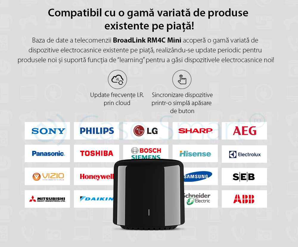 Telecomando intelligente BroadLink RM4C Mini, IR, Wi-Fi, compatibile con Amazon Alexa e Google Home