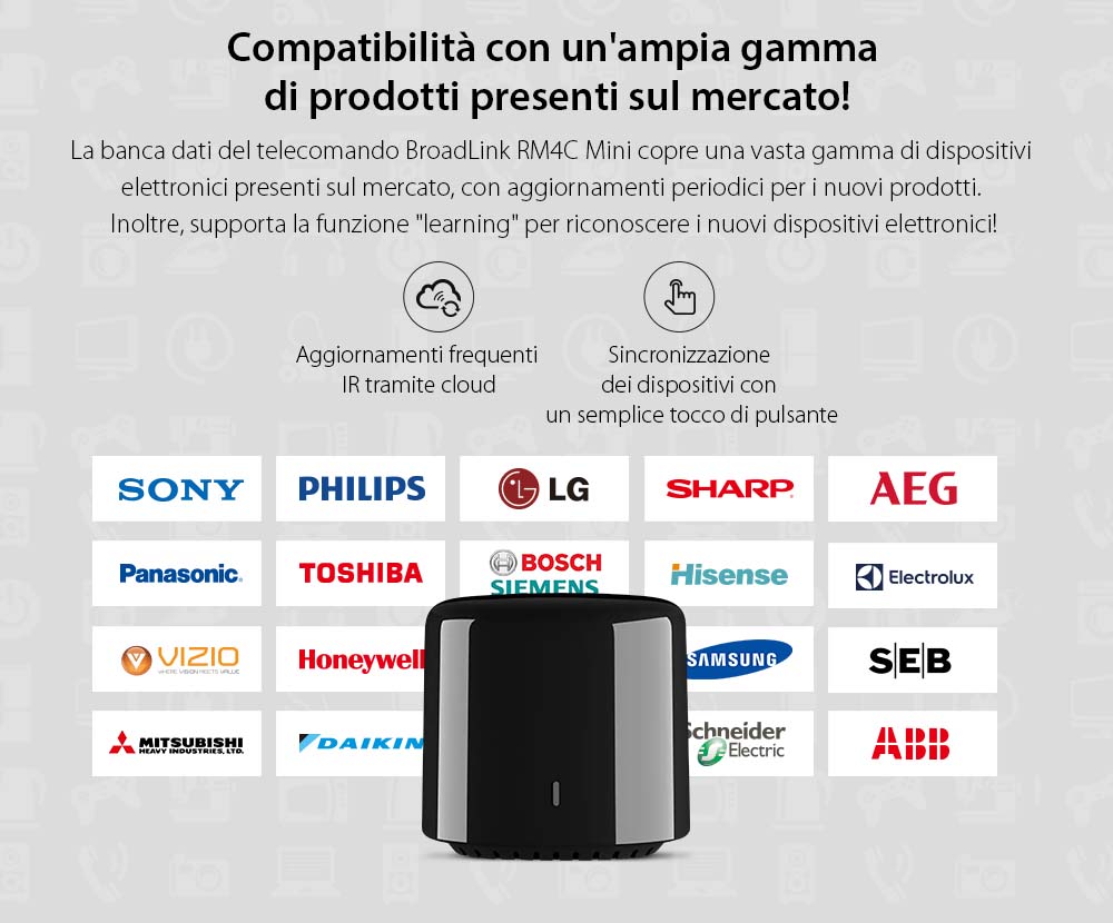 Telecomando intelligente BroadLink RM4C Mini, IR, Wi-Fi, compatibile con Amazon Alexa e Google Home