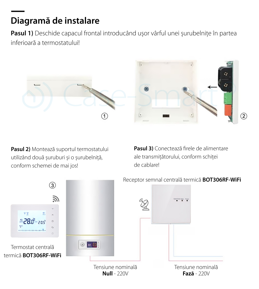Termostato Wi-Fi per caldaia a gas e riscaldamento a pavimento con agente termico BeOk BOT306RF-WIFI, Programmabile, Memorizzazione impostazioni, Antigelo, Controllo da cellulare