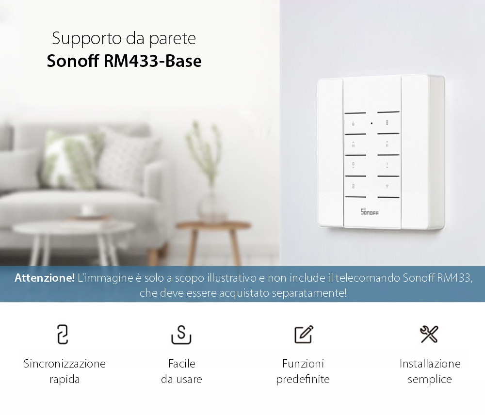 Supporto da parete per telecomando Sonoff RM433