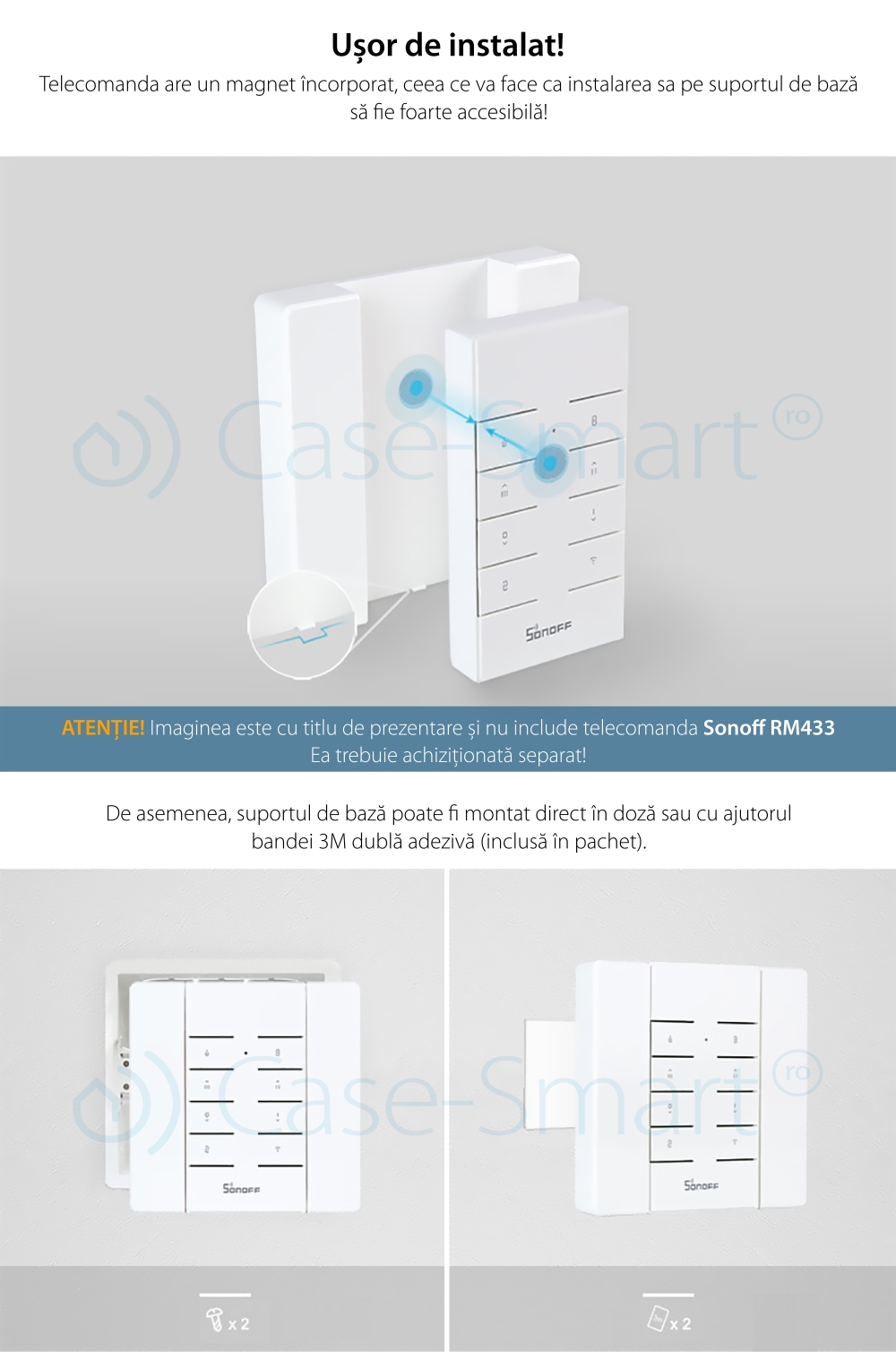 Supporto da parete per telecomando Sonoff RM433