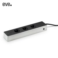 Multipresa con protezione contro le sovratensioni Eve Energy Strip, 3 prese, cavo 1,9 m, Wireless, Monitoraggio consumo energetico, Controllo tramite telefono cellulare