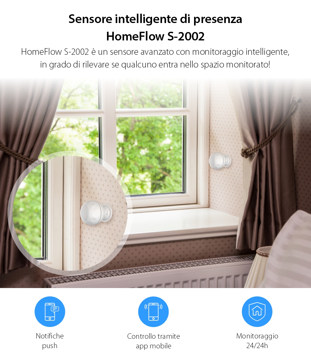 Sensore di movimento Wireless Homeflow S-2002, Notifiche, Creazione di scene di funzionamento