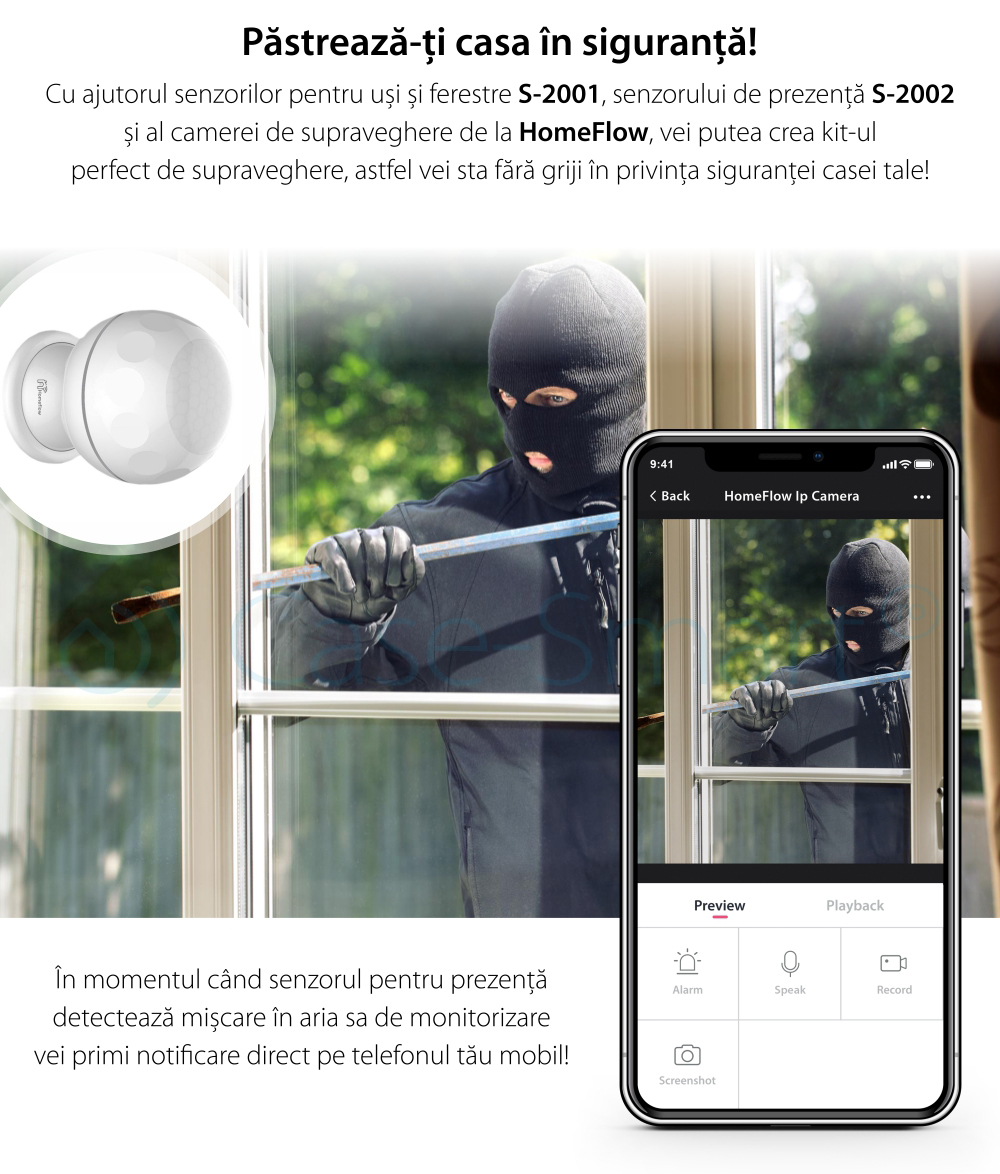 Sensore di movimento Wireless Homeflow S-2002, Notifiche, Creazione di scene di funzionamento
