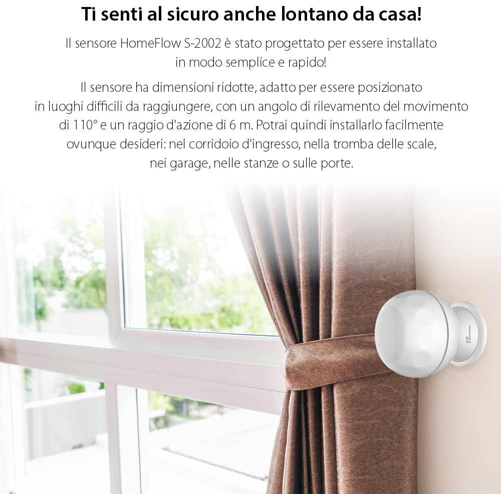 Sensore di movimento Wireless Homeflow S-2002, Notifiche, Creazione di scene di funzionamento