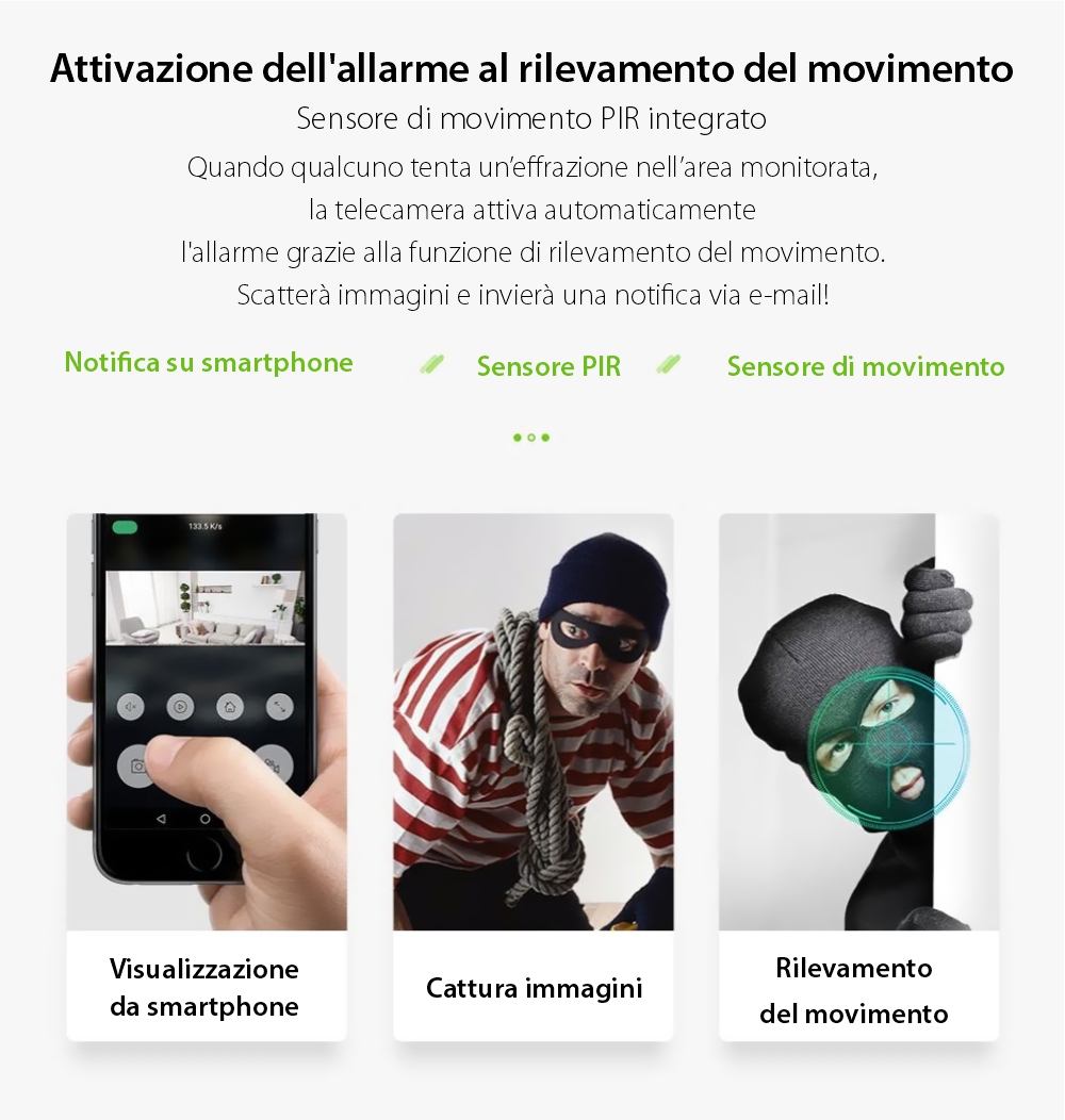 Telecamera di sorveglianza wireless Homeflow C-6003, per esterni, rilevamento del movimento, visione notturna, controllo tramite smartphone