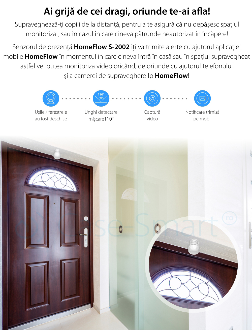 Sensore di movimento Wireless Homeflow S-2002, Notifiche, Creazione di scene di funzionamento