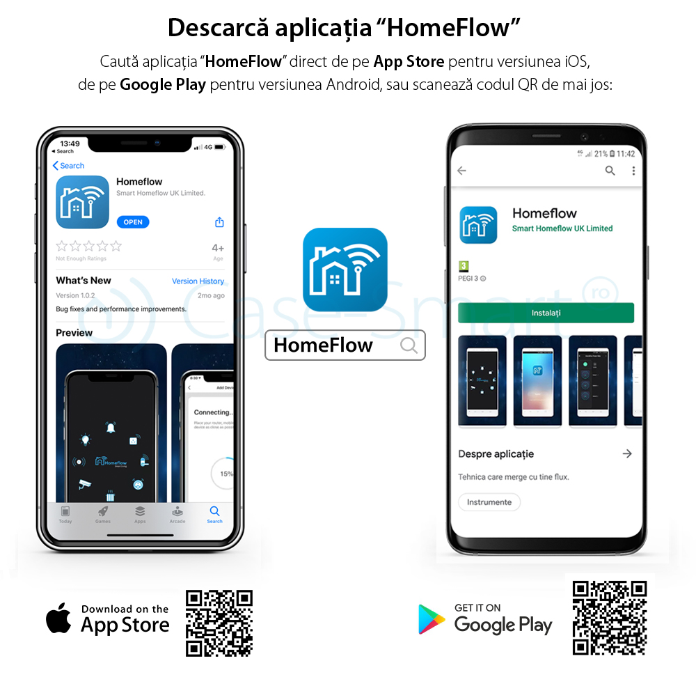 Sensore di contatto per porte e finestre Wireless Homeflow S-2001, Compatibile con Google Assistant e Amazon Alexa