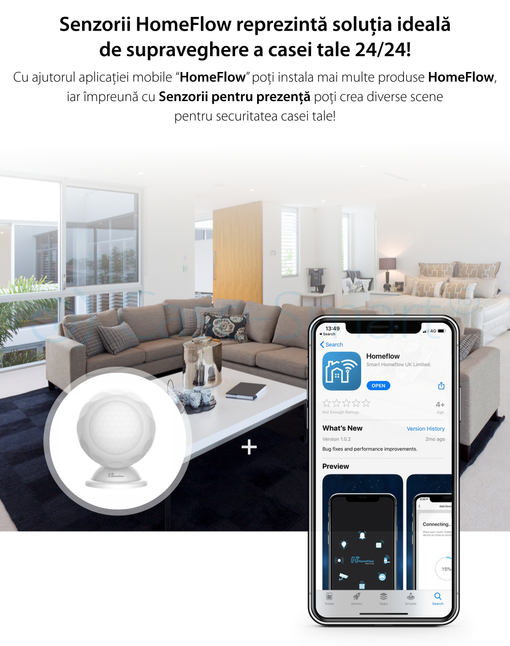 Sensore di movimento Wireless Homeflow S-2002, Notifiche, Creazione di scene di funzionamento