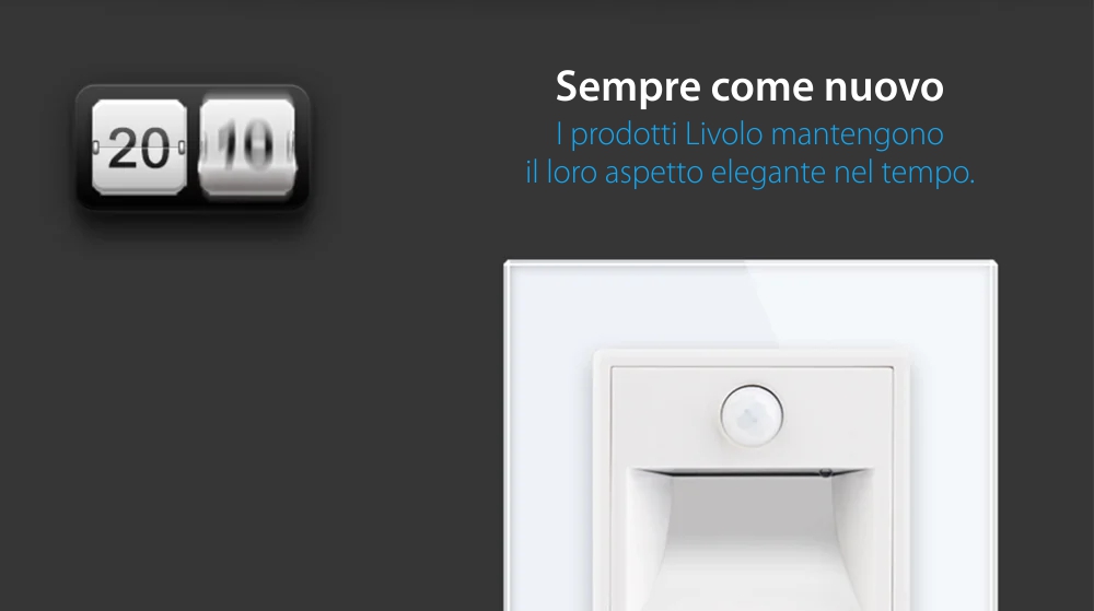 Modulo Lampada da notte LED Livolo con cornice in vetro, sensore di movimento incorporato