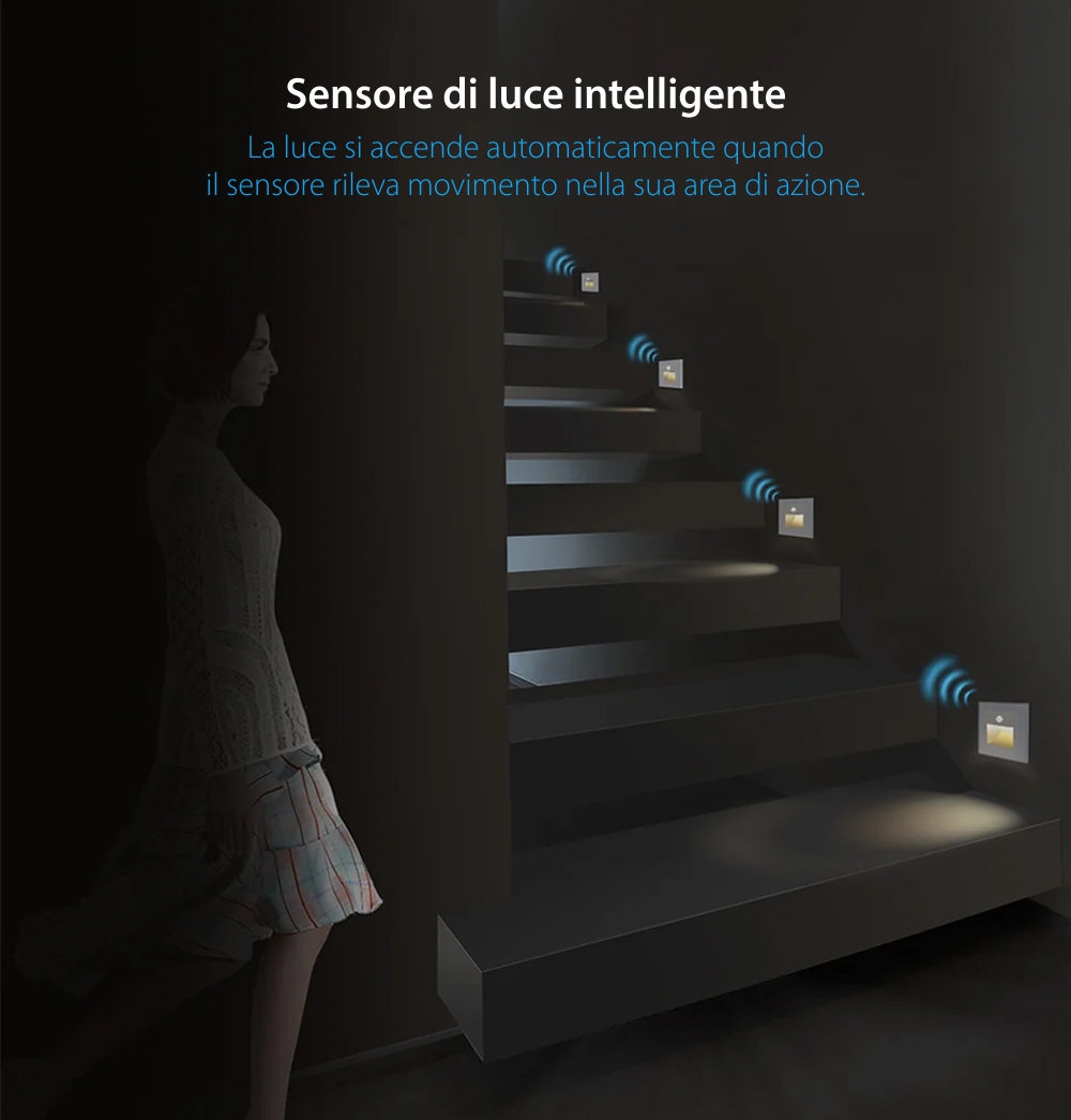 Modulo Lampada da notte LED Livolo con cornice in vetro, sensore di movimento incorporato