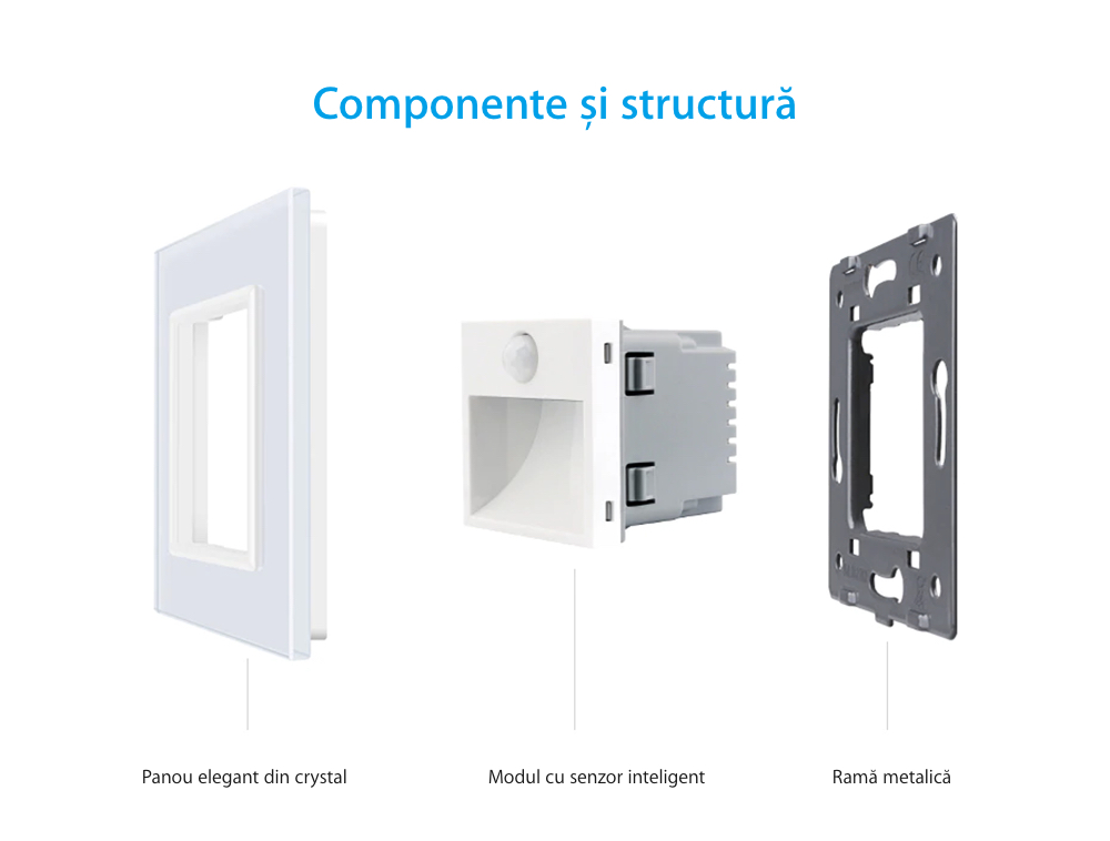 Modulo Lampada da notte LED Livolo con cornice in vetro, sensore di movimento incorporato