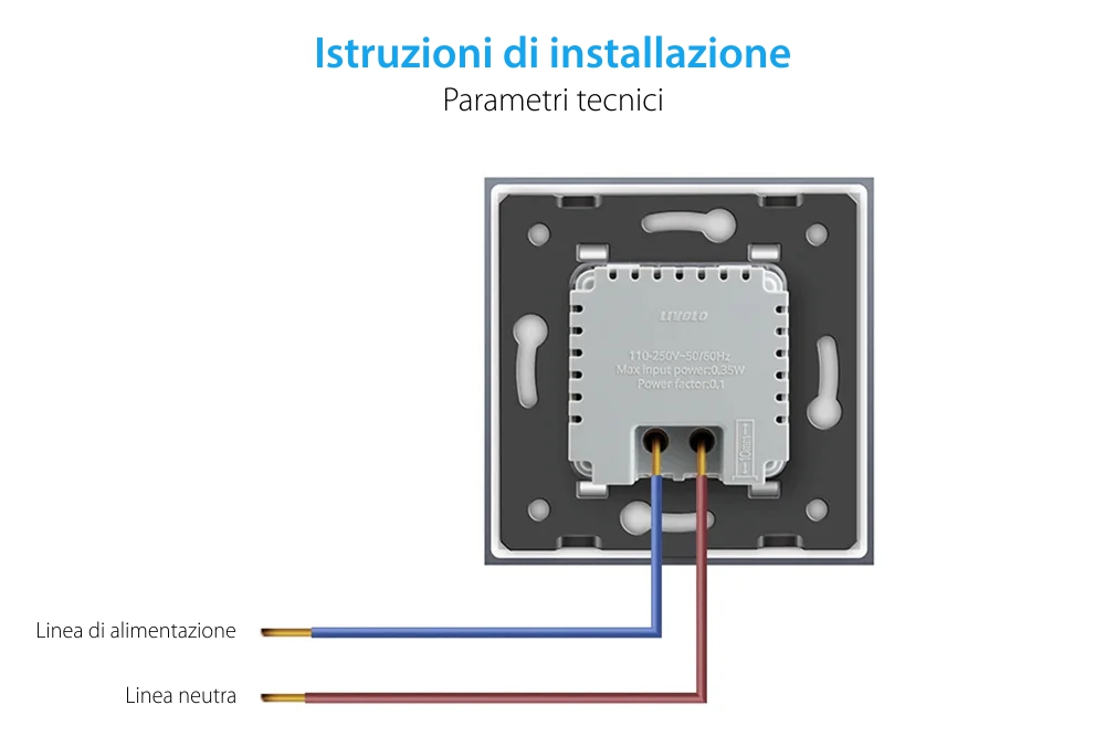 Modulo Lampada da notte LED Livolo con cornice in vetro, sensore di movimento incorporato