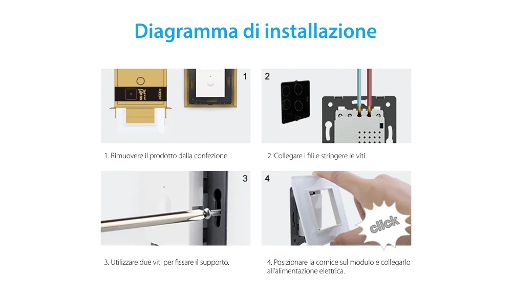 Modulo Lampada da notte LED Livolo con cornice in vetro, sensore di movimento incorporato