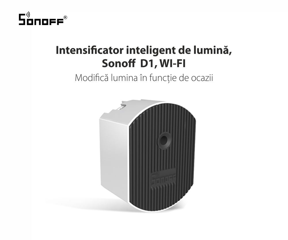 Dimmer intelligente per luce D1, Sonoff, Wireless, Controllo vocale, Compatibile con Google Home e Alexa