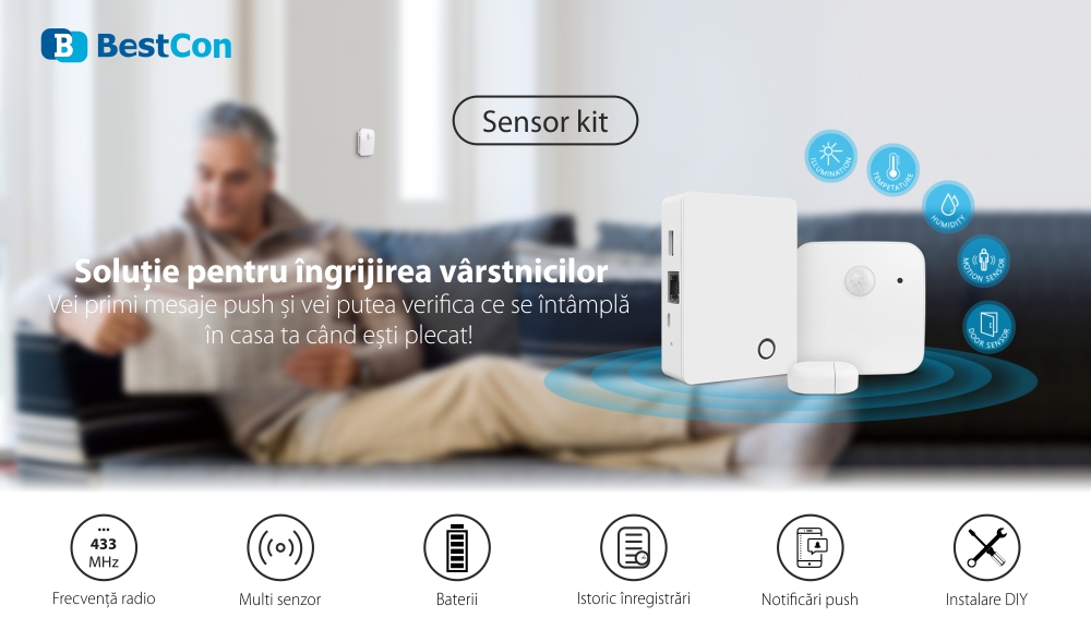 Sistema di allarme BroadLink BestCon MSK1, sensori di movimento, temperatura, umidità