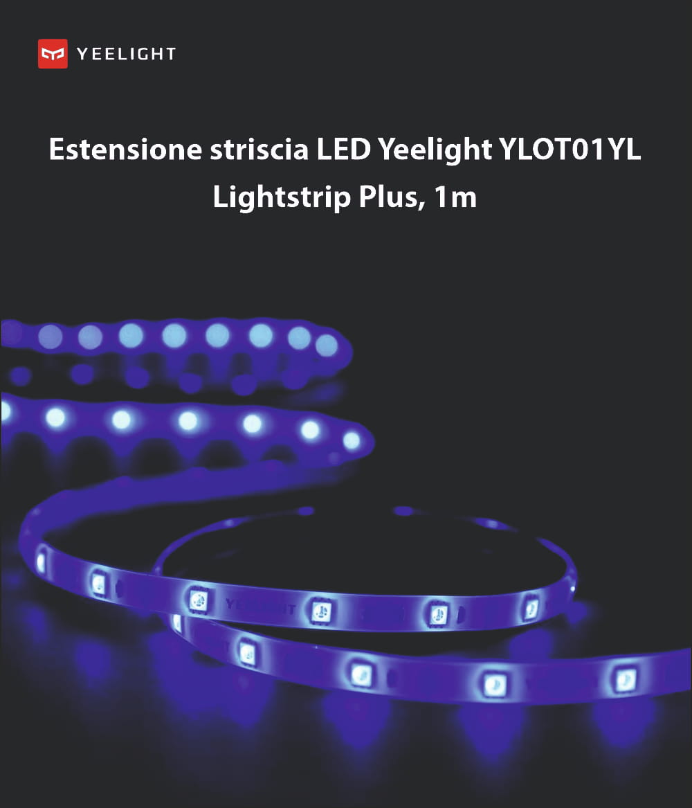 Estensione striscia LED Yeelight YLOT01YL Lightstrip Plus, Smart, Multicolore, Lunghezza 1m, Wireless, 2.1W