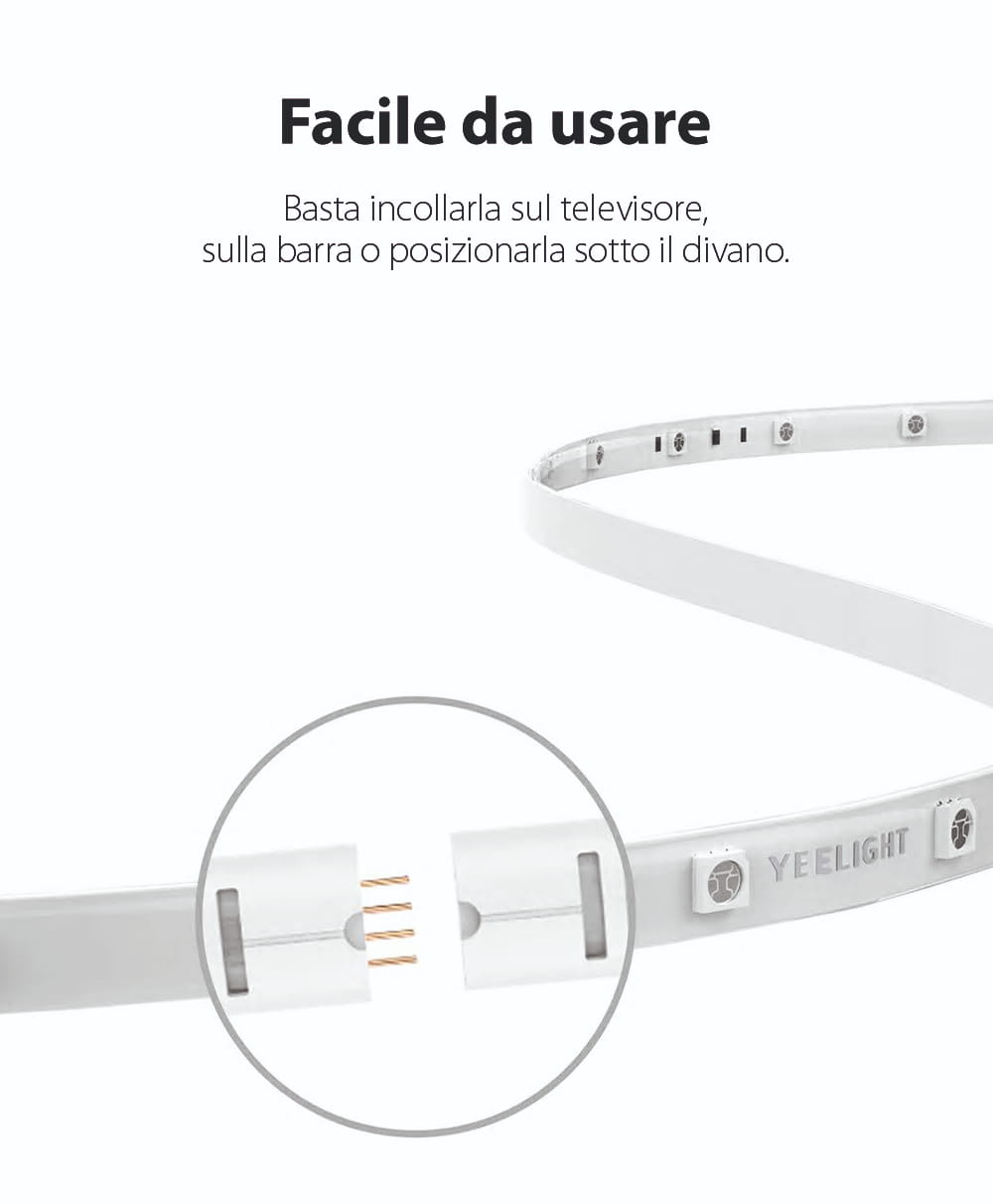 Estensione striscia LED Yeelight YLOT01YL Lightstrip Plus, Smart, Multicolore, Lunghezza 1m, Wireless, 2.1W