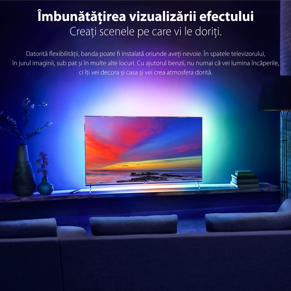 Striscia LED Intelligente Yeelight Lightstrip Plus YLDD05YL, Smart, Lunghezza 2 m, Potenza 7,5 W, Compatibile con Google Assistant