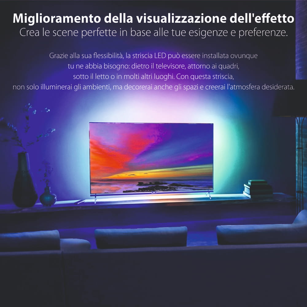 Striscia LED Intelligente Yeelight Lightstrip Plus YLDD05YL, Smart, Lunghezza 2 m, Potenza 7,5 W, Compatibile con Google Assistant