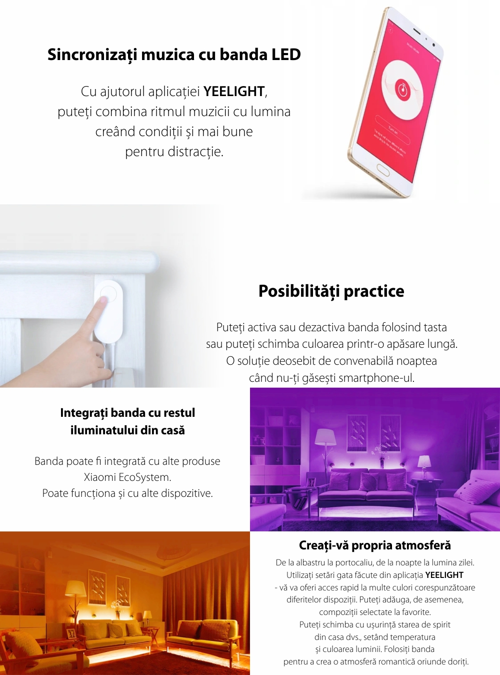 Striscia LED Intelligente Yeelight Lightstrip Plus YLDD05YL, Smart, Lunghezza 2 m, Potenza 7,5 W, Compatibile con Google Assistant